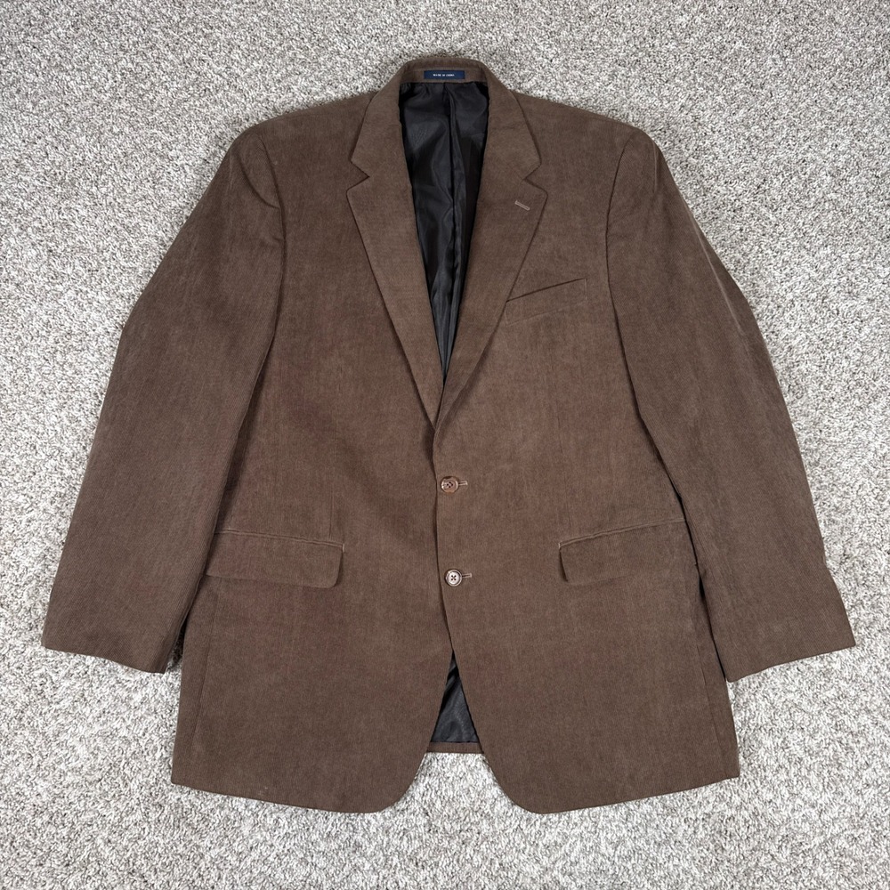 Ralph Lauren Blazer Mens 44L Brown Corduroy Polyester Blend Preppy Dark Academia